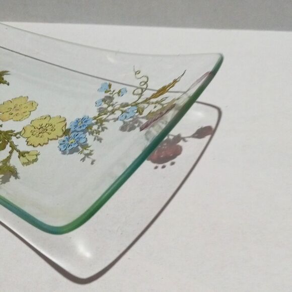 Vtg Signed Dorothy Thorpe Flowers & Ribbon Serving Tray-MCM-Transferware-Candy - Picture 4 of 9